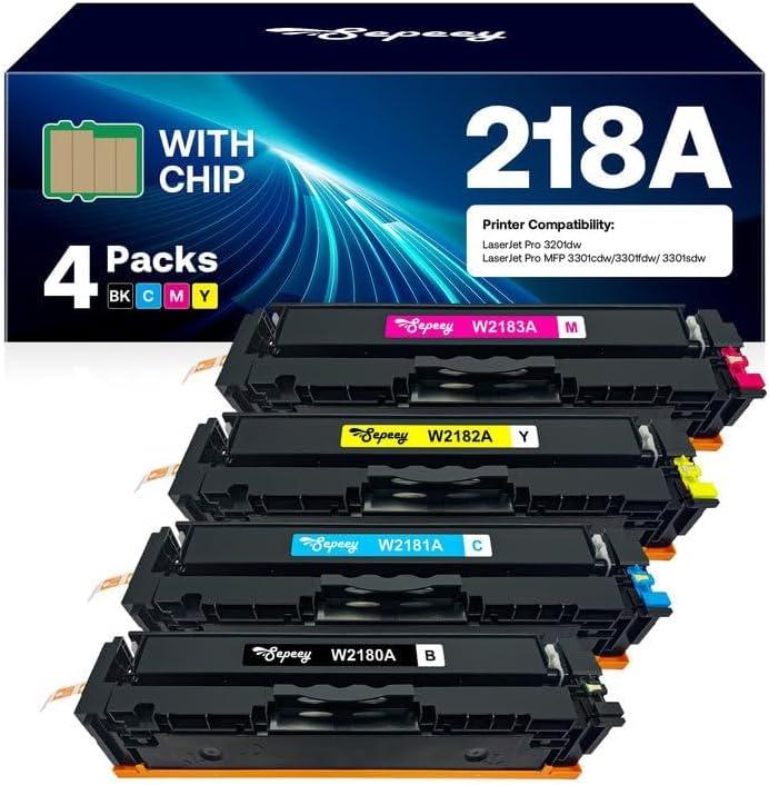 218A Toner Cartridge 4 Pack Compatible with HP 218A 218X Toner Cartridge Work with Laserjet Pro 3201dw MFP 3301cdw 3301fdw 3301sdw Printer (B/C/Y/M)