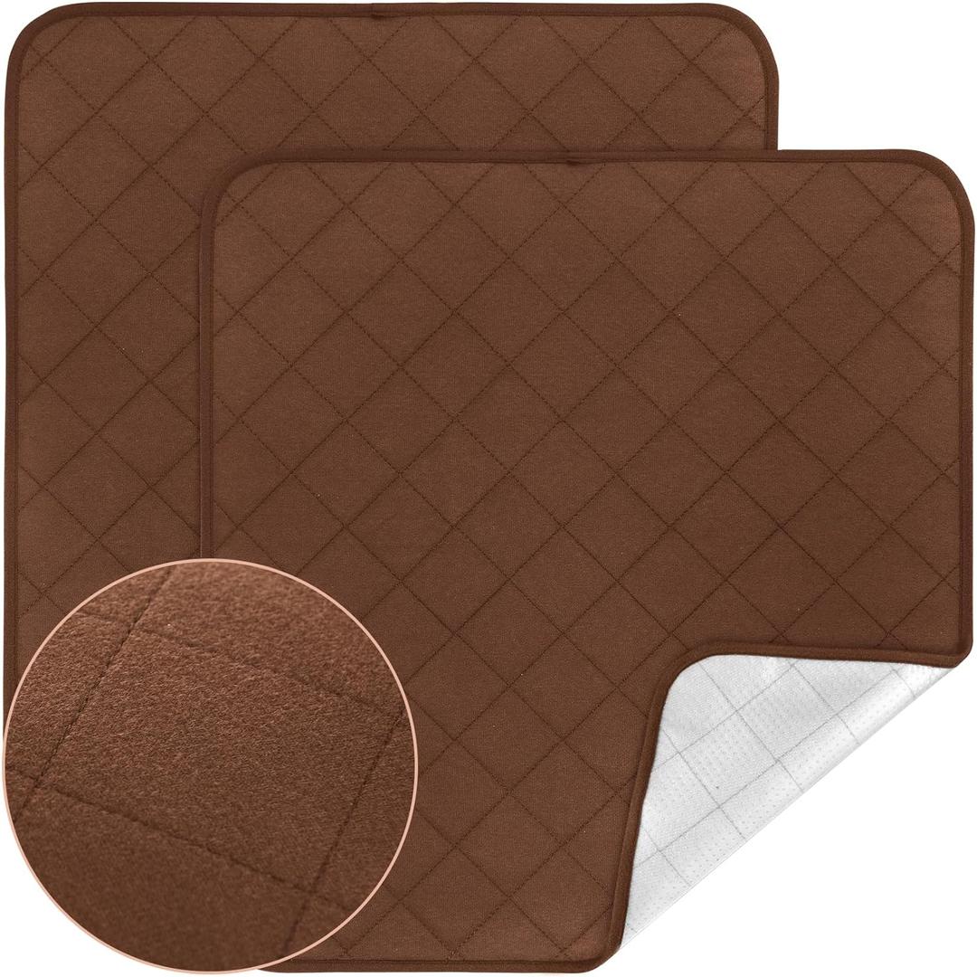 Waterproof Chair Pads for Incontinence Washable, 22" x 21" Under Pads for Adults Washable, 2 Pack Incontinence Chair Pads, Wheelchair Reusable Seat Pads Cover for Men, Women, Adults, Brown