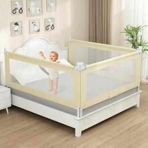 3-Piece Baby Bed Rail for Queen Size, Bed Guard for Kids Toddlers, 3-Sides for Queen Size