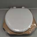 Mayfair Linden Slow Close Toilet Seat, Non Slip Heavy Duty Wood, Easy Install, Elongated, White