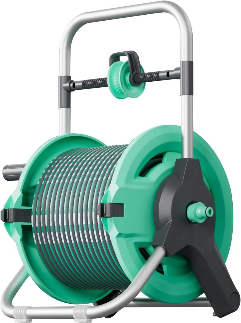 Portable Garden Hose Reel Cart, Hold Up to 50-75 Ft Hose, Garden Hose Holder Tools With Built-In Guide, for Outside Car Washing, Watering