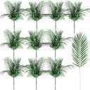 Jutom 100 Pcs 25 Inch Artificial Palm Leaves Decor Large Tropical Faux Plants Plastic Fronds Fake Palm Branches Tree Leaves for Sunday Tree Vase Jungle Beach Party Wedding Decoration