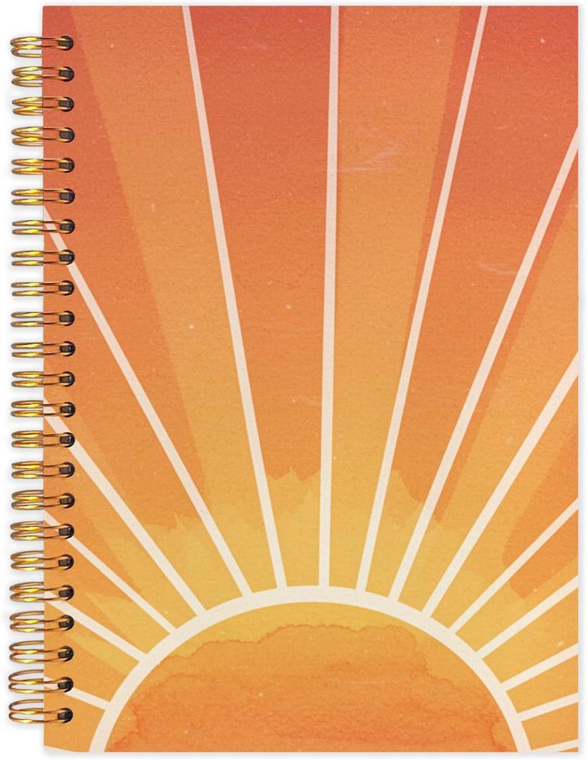 SNNDER Retro Boho Sun Sunrise Sunset Sunshine Spiral Notebooks, Aesthetic Notebook for Note Taking, Vintage Boho Journal Notebook Gifts for Women Teen Girls, 5.5x8.3 Inch