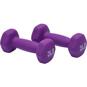Basics Neoprene Hexagon Workout Dumbbell Hand Weight, 3-Pound, Purple - Set of 2