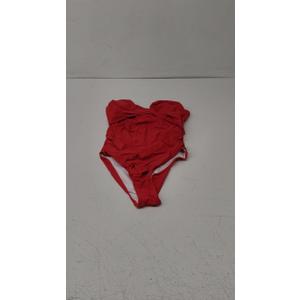 B2prity Women's One Piece Swimsuits Tummy Control Front Cross Bathing Suits Tie Back Slimming V Neck Swimwear(Red)