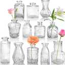 Der Rose Glass Bud Vases Set of 12, Small Bud Vases for Flowers, Rustic Wedding Centerpieces and Home Decor (Clear)