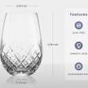 SHOSHIN - Hand Cut Stemless Wine Glass Set of 4, Large 18 oz Crystal Wine Glass, Wine Tumblers for Red and White Wine, Water Glasses, Drinking Glasses