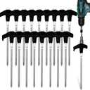 20 Pack Screw in Tent Stakes, 8 Inch Heavy Duty Ground Anchors with Hex Head Drillable Tent Pegs Camping Stakes for Patio, Garden, Canopies, Grassland, Outdoor (Black)