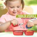 Toddler Utensils Baby Utensils Toddler Forks and Spoons Baby Forks and Spoons Set Kids Stainless Steel Silverware Set Children Safe Forks and Spoons self feedig-Dishwasher Safe(Red+Blue)