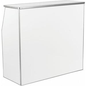 Flash Furniture 4' Folding Portable Event Bar with Top and Middle Shelves, Mobile Laminate Foldable Bar for Parties and Events, White