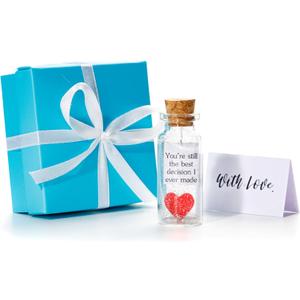 Anniversary Present for Her & Him, Romantic Gift to Boyfriend & Girlfriend, Message in Bottle I Love You Gifts Wife Husband ((01) Heart - You're Still the Best Decision I Ever Made, In Teal Gift Box)