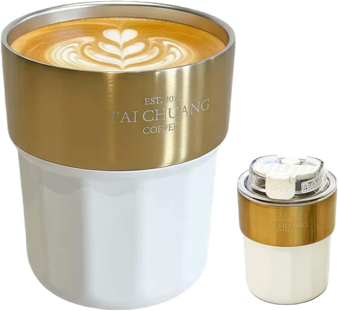 Travel coffee cupsPersonalized 12oz Travel Artistry Iced Coffee Cups with Lids - Perfect for Outdoor Parties & Office, 8h Heat Preservation, Lovely Birthday Present for Friends & ColleaguesWhite