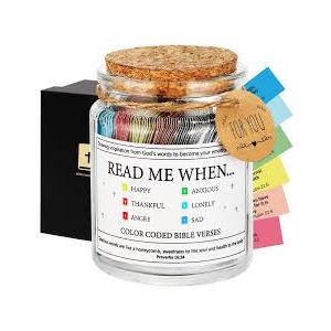 Bible Verse Jar, Color Coded Bible Verses in a Jar, Christian Gifts for Women Men Mom, Bible Study Supplies, Birthday Gifts for Women Men