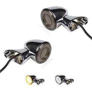 Chrome Switchback Front Bullet LED Turn Signals Lights Motorcycle Running Light Amber Blinkers for Harley Road Glide Trike CVO Limited FLHTCUTG Tri Glide