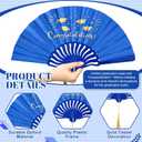 Roowest 6 Pcs Graduation Fans Foldable Handheld Fans Class of 2026 Hand Holders Graduation Photo Prop Grad Party Supplies Graduated Gift for Grad Holiday Favors (Royal Blue)