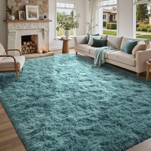 5x7 Rug for Living Room Teal Shag Area Rugs, Modern Plush Non-Slip Soft Carpets for Bedroom Kids Nursery Dorm Daycare Floor