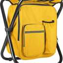 Kikerike Backpack Stool Cooler Chair Heavy Duty 300 LBS Max Load Portable Lightweight Stool Backpack Folding Fishing Cooler Seat for Camping Hunting Fishing - Yellow, 16.54" W x 13.58" L x 16.93" H