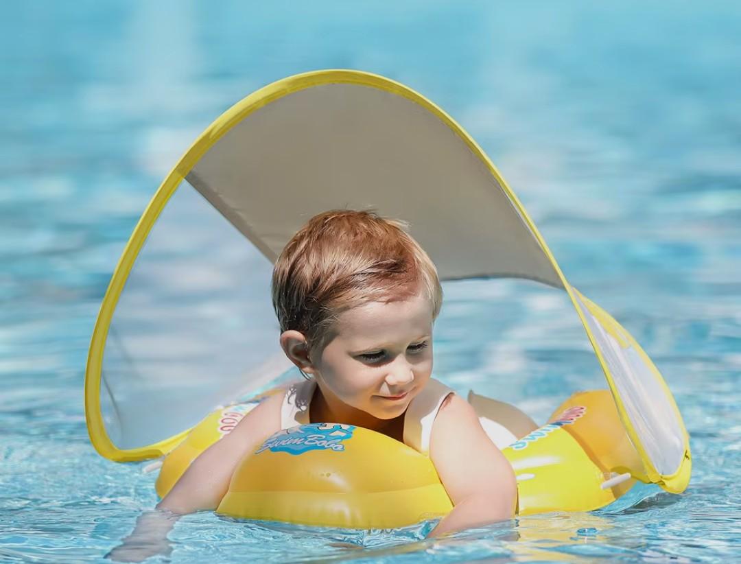 Baby Pool Float with Canopy  UPF50+ Sun Protection  312Month Swim Floaties