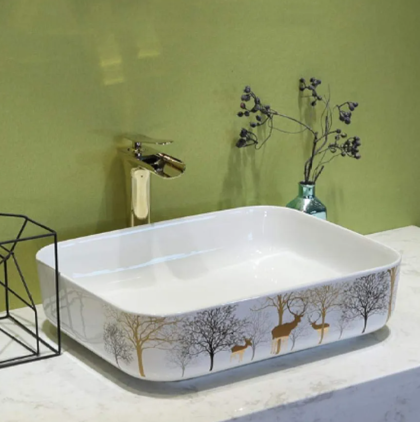 Countertop Basin Bathroom Countertop Ceramic Sink, Bathroom Single and Mixed Drain Set-Basin Only