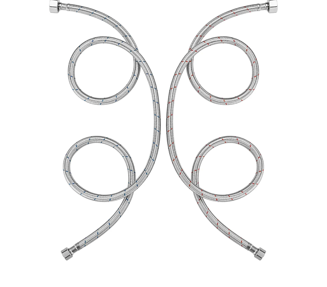 sumerain 48 Inch Length Faucet Flexible Hose 1/2-inch FIP x 3/8-inch Compression Braided Stainless Steel Supply Lines for Bathroom Faucet, Pack of 2