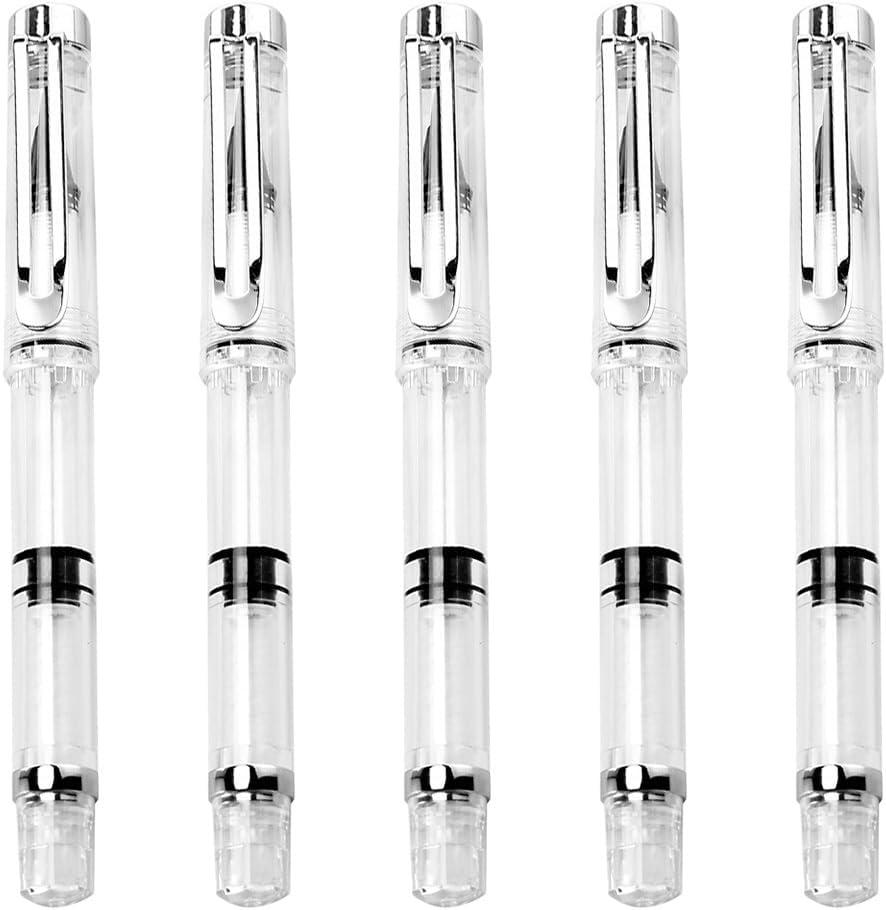 5pcs Fountain Brush Pen Water Brush Pen Set Water Refillable for Calligraphy Painting Drawing Scrapbook and Sketch