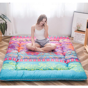 MAXYOYO Bohemian Retro Mattress Boho Floral Japanese Futon Mattress Tatami Floor Mat Foldable Portable Camping, Sleeping Pad, Lounger Couch Bed Full Size