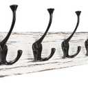 IBosins 34'' Coat Rack Wall Mount with 10 Tri-Hooks, Heavy Duty, Vintage White Color Wood Coat Hanger, Rustic Coat Hooks Rail for Entryway Living Room Coat Scarf Bag Towel Hat