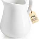 LYEOBOH 9 OZ Creamer Pitcher, Small White Creamer Pitcher for Coffee, Milk, Modern Kitchen Accessory - Ceramic
