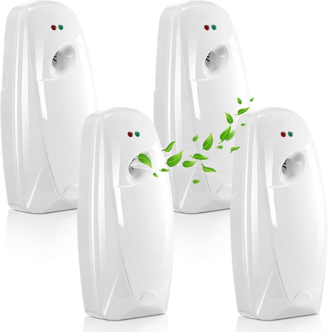Maxcheck 4 Pcs Automatic Air Freshener Spray Dispenser Wall Mounted Automatic Spray Dispenser Air Freshener for Bathroom Battery Operated Free Standing for Commercial Place and Room(White)
