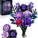 iATOM Flower Bouquet Building Set, Purple Roses Botanical Collection Kits for Adults Women, Gift for Valentine's Day for Her/Mom/Girlfriend/Wife/Couple, Gothic Romantic Home Room Office Table Decor