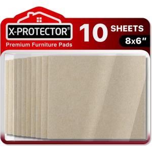 Felt Furniture Pads X-PROTECTOR 10 PCS - Premium 8 x 6 x 1/5 Heavy Duty Beige Felt Sheets! Cut Large Furniture Pads to The Size You Need - The Best Felt Floor Protectors for Any Hard Floor!