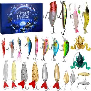Fishing Advent Calendar 2025 for Men, Adult Anglers, Teen Boys - 24 Days Christmas Countdown Calendar with Fishing Lures Set | Unique Xmas Gifts for Dad, Boyfriend, Fishermen
