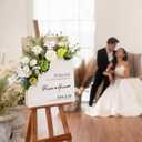 RattanView Wooden Welcome Wedding Sign with Flower Box 24 x 18 Inches