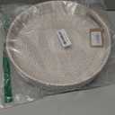 Round Rattan Serving Tray Decorative Woven Ottoman Trays with Handles for Coffee Table White (Small 11.8 inch x 2 inch)