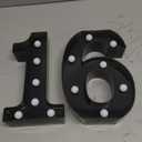 Pooqla Decorative Led Light Up Number Letters, Black Plastic Marquee Number Lights Sign for 16th Birthday Party Wedding Decor Battery Operated Black Decoration 16