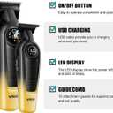 VGR Hair Clippers for Men & Hair Trimmer Set, Cordless Barber Combo with LED Display, Ceramic & Titanium Blades, 7000RPM, Type-C Rechargeable, Home & Professional Hair Cutting Kit, V-196 & 996(Gold)