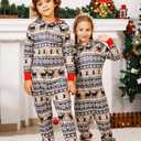 VNVNE Matching Christmas Onesie Pajamas Set for Family/Couples/Women/Men, One Piece Xmas Pjs Hooded Zipper Printed Sleepwear (L)