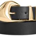 XZQTIVE Women's Leather Belts for Jeans Dress Pants Black Brown Belts for Women Ladies Waist Belts with Gold Buckle at Amazon Womens Clothing store