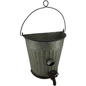 Galvanized Ribbed Metal Hanging Bucket Planter and Bird House