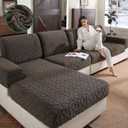 Couch Cushion Covers, Super Soft Thicker Fleece Sofa Cover Stretch Sectional Sofa Slipcover Washable Pet Friendly Anti-Slip Stain Resistant Furniture Cover for Home(1 Back Cover, Brown)