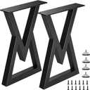 28" Tall Metal Table Legs Desk Legs, Replacement Furniture Feets Set of 2 for DIY Coffee Tables, Modern Desks, Night Stands, Sofa, etc with Heavy Duty Iron and Industrial Design, Black