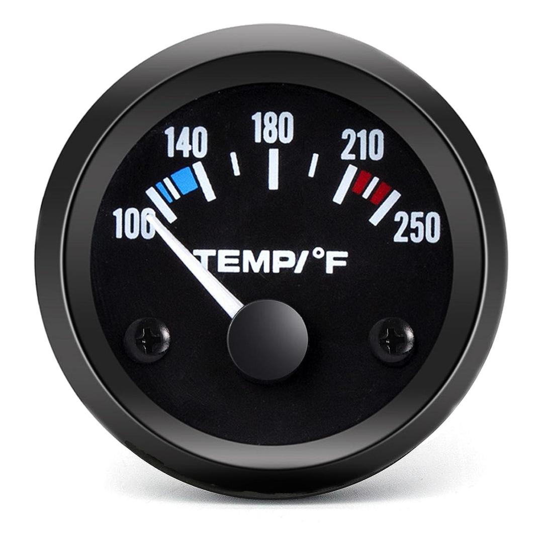2" 52mm Water Temperature Gauge 100-250 with Sensor, 12V Digital Temp Meter Kit for Marine, Boat, Car, Truck, Automotive Engine Cooling System (Black)