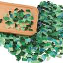 1.1 lb Glass Mosaic Tiles Mixed Green Irregular Crystal Tile Pieces for Crafts Bulk Assorted Shapes Stained Scraps Hand-Cut Adult Art Hobbies DIY Projects Handmade
