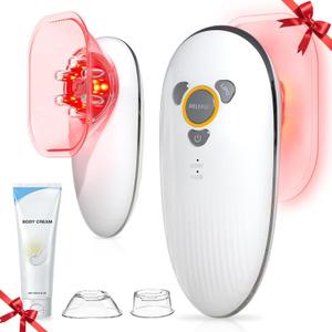 3-in-1 Electric Cellulite Massager, Body Sculpting Machine with Cupping & Heat Therapy Cordless Handheld Skin Tightening Tool for Stomach, Waist, Arms, Legs, Thighs and Back, Home Use, White