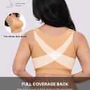 SHAPELLX Post Surgery Bras Front Closure Compression Bra Surgical Wirefree Mastectomy Bra with Adjustable Straps (Beige, XL)