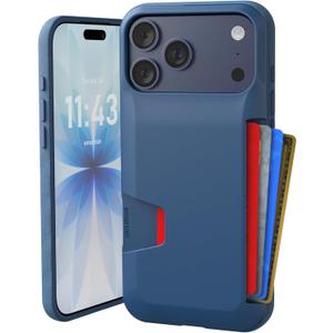 Smartish® iPhone 17 Pro Max Wallet Case - Wallet Slayer Vol. 1 [Slim + Protective] Credit Card Holder - Drop Tested Hidden Credit Card Slot Cover for Apple iPhone 17 Pro Max - Blues on The Green