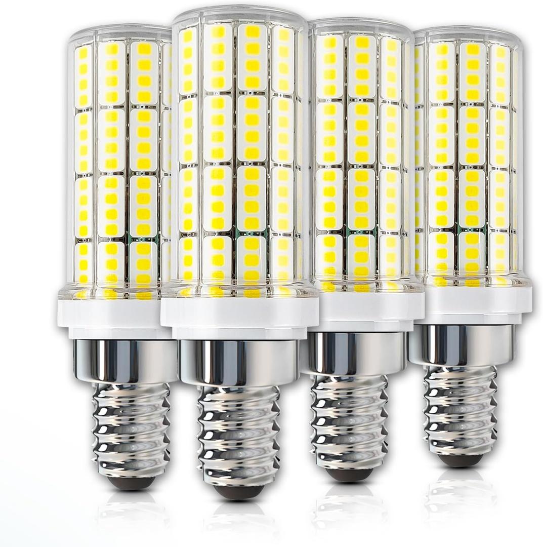 4 Pack E12 Led Bulb 200w Equivalent Chandelier Light Bulbs Bright E12 LEDs Candelabra Bulb 5000k Daylight White 2500lm Led Light Bulb for Chandeliers, Ceiling Fan, Pendant, Wall sconces (Yellow)