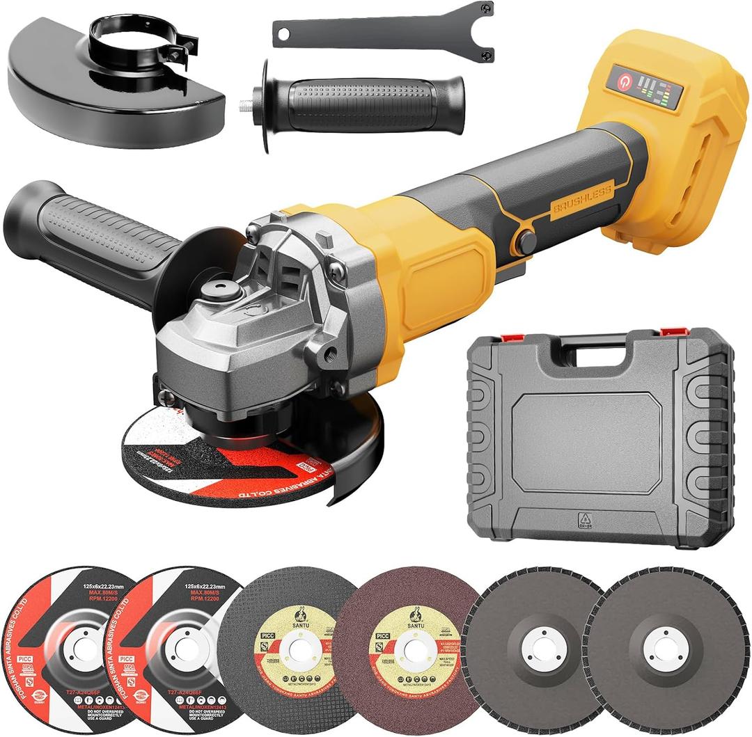 Cordless Angle Grinder, Brushless 4-1/2 Power Grinder Compatible with DeWalt 20V MAX Battery, 3-Speed, 7000 RPM, for Cutting, Grinding, Polishing  Tool Only (Battery Not Included)