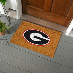 NCAA University of Georgia Natural Coir Doormat, Official Full Color Team Logo, 28 x 16 Inches, Non Slip Back, Front Door Welcome Floor Mats, Indoor Outdoor Entrance Rug