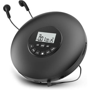 Arafuna Portable CD Player-Compact Discman CD Player-Personal Music Player with CD-R & CD-RW Playback Anti-Skip Protection, Programmable Tracks - Earphones Included (Black)